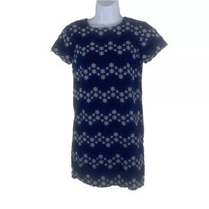 Jun & Ivy Navy & White Chevron Eyelet Sheath Dress 100%‎ Cotton Size Small Lined